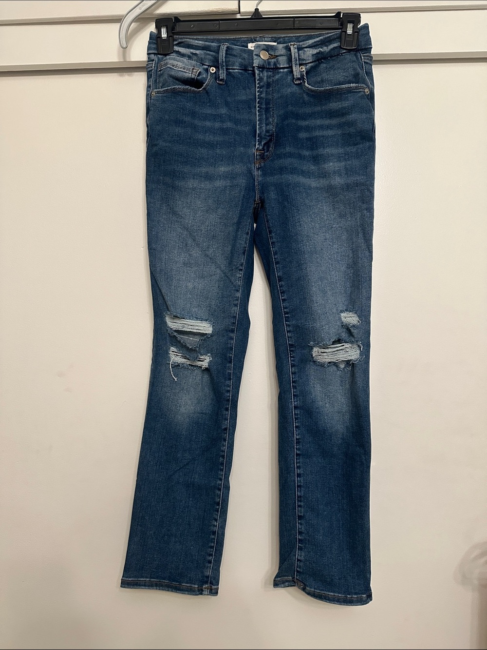 USED good American good leg crop distressed jeans [ SZ 6-12 ]
